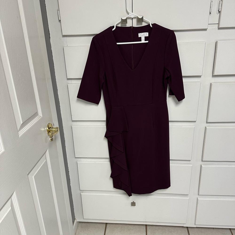 Scarpa Plum V-Neck Ruffle Midi Dress